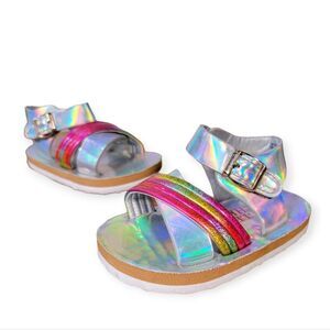 Badgley Mishka Holographic Rainbow Sandals Designer Toddler Size 5